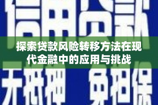 紫阳探索贷款风险转移方法在现代金融中的应用与挑战