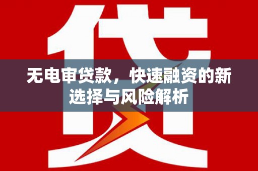 紫阳无电审贷款，快速融资的新选择与风险解析