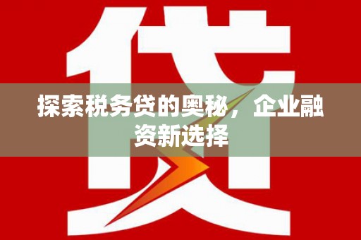 紫阳探索税务贷的奥秘，企业融资新选择