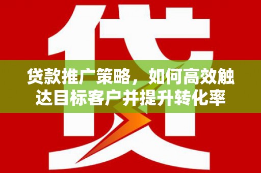 紫阳贷款推广策略，如何高效触达目标客户并提升转化率