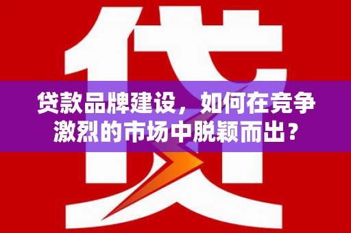 紫阳贷款品牌建设，如何在竞争激烈的市场中脱颖而出？