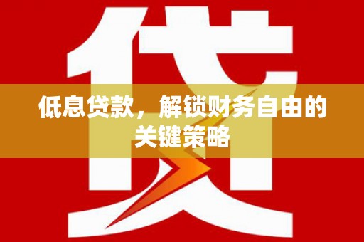 紫阳低息贷款，解锁财务自由的关键策略