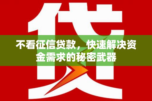 紫阳不看征信贷款，快速解决资金需求的秘密武器