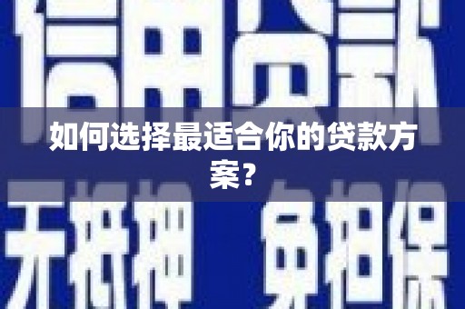 紫阳如何选择最适合你的贷款方案？